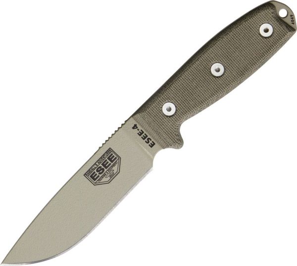 ESEE Model 4 Fixed Blade Knife 1095HC Desert Tan Plain Edge
