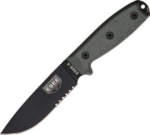 ESEE Model 4 Part Serrated Fixed Blade 1095HC Steel USA