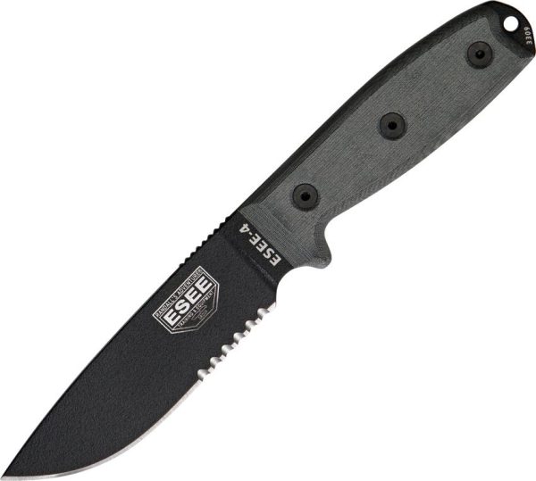 ESEE Model 4 Part Serrated Fixed Blade 1095HC Steel USA