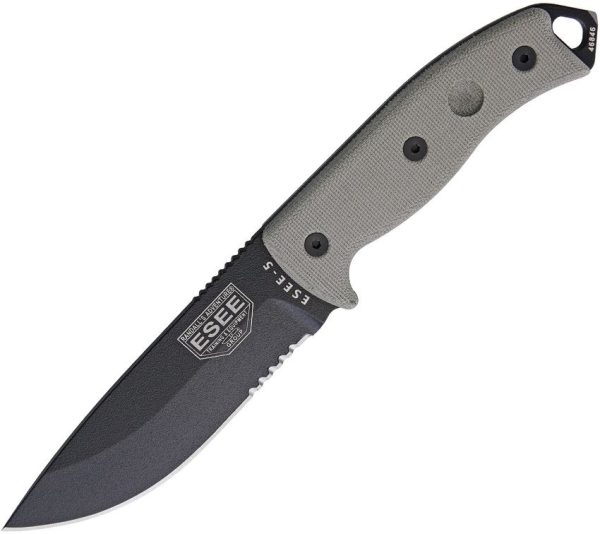 ESEE Model 5 Fixed Blade Knife 1095HC Steel OD Green Micarta