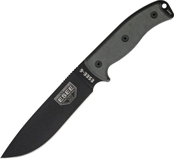 ESEE Model 6 Fixed Blade Knife 1095HC Steel Black Micarta