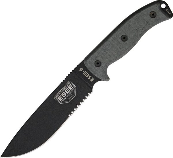 ESEE Model 6 Fixed Blade Knife 5.75" Carbon Steel Black Micarta