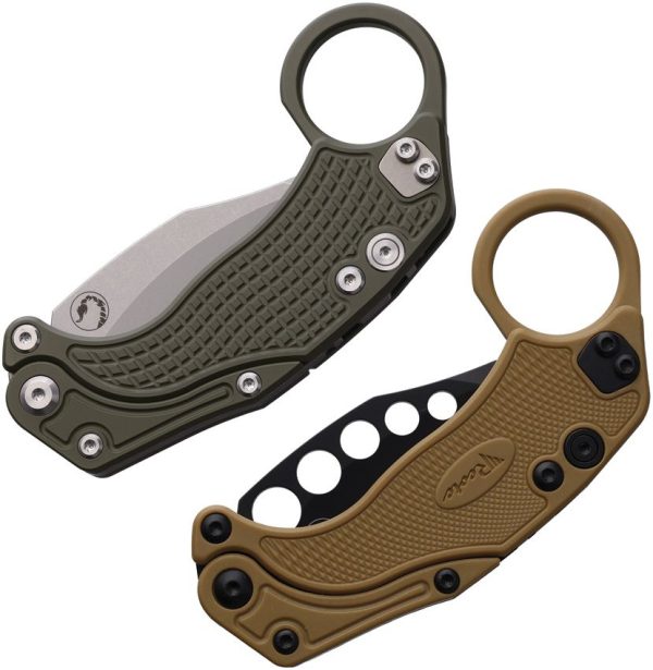 Reate EXO-K Button Lock Green N690 Folding Knife Hawkbill