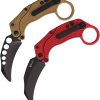 Reate EXO-K Red Black PVD Button Lock Folding Knife Hawkbill