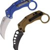 Reate EXO-K Button Lock Blue N690 Folding Knife Hawkbill