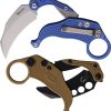 Reate EXO-K Button Lock Blue N690 Folding Knife Hawkbill