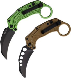 Reate EXO-K Button Lock Green Folding Knife N690 Hawkbill