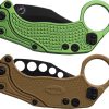 Reate EXO-K Button Lock Green Folding Knife N690 Hawkbill