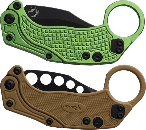 Reate EXO-K Button Lock Green Folding Knife N690 Hawkbill