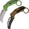 Reate EXO-K Button Lock Green N690 Folding Knife Hawkbill