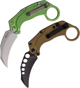 Reate EXO-K Button Lock Green N690 Folding Knife Hawkbill