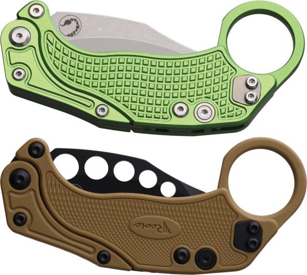 Reate EXO-K Button Lock Green N690 Folding Knife Hawkbill