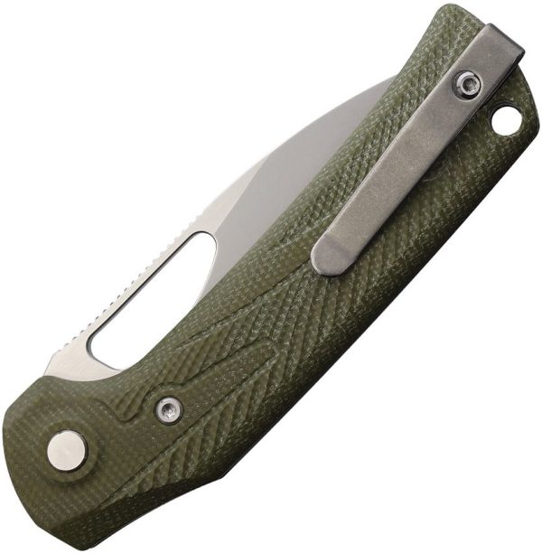 Reate PL-XE Green Micarta Folding Knife Nitro V Stonewash