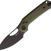 Reate PL-XE Folding Knife Nitro V Blade Green Micarta