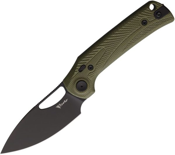 Reate PL-XE Folding Knife Nitro V Blade Green Micarta