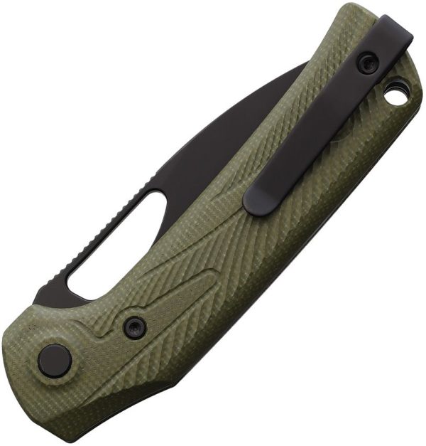 Reate PL-XE Folding Knife Nitro V Blade Green Micarta