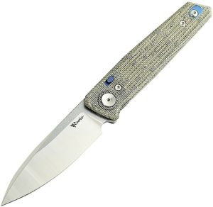 Reate PL-6 Pivot Lock Folding Knife Nitro V Green Micarta