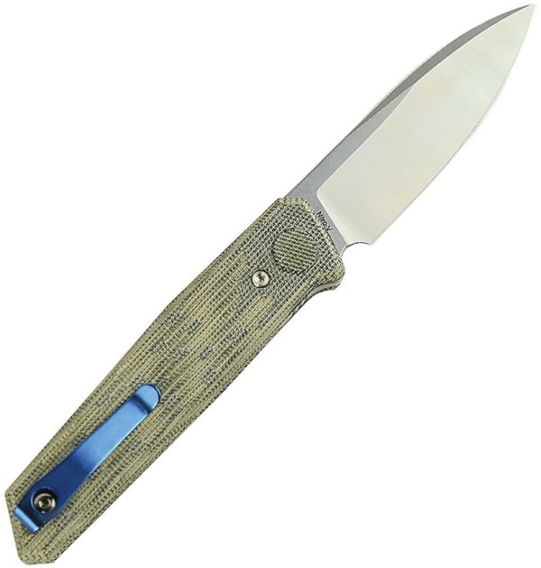 Reate PL-6 Pivot Lock Folding Knife Nitro V Green Micarta