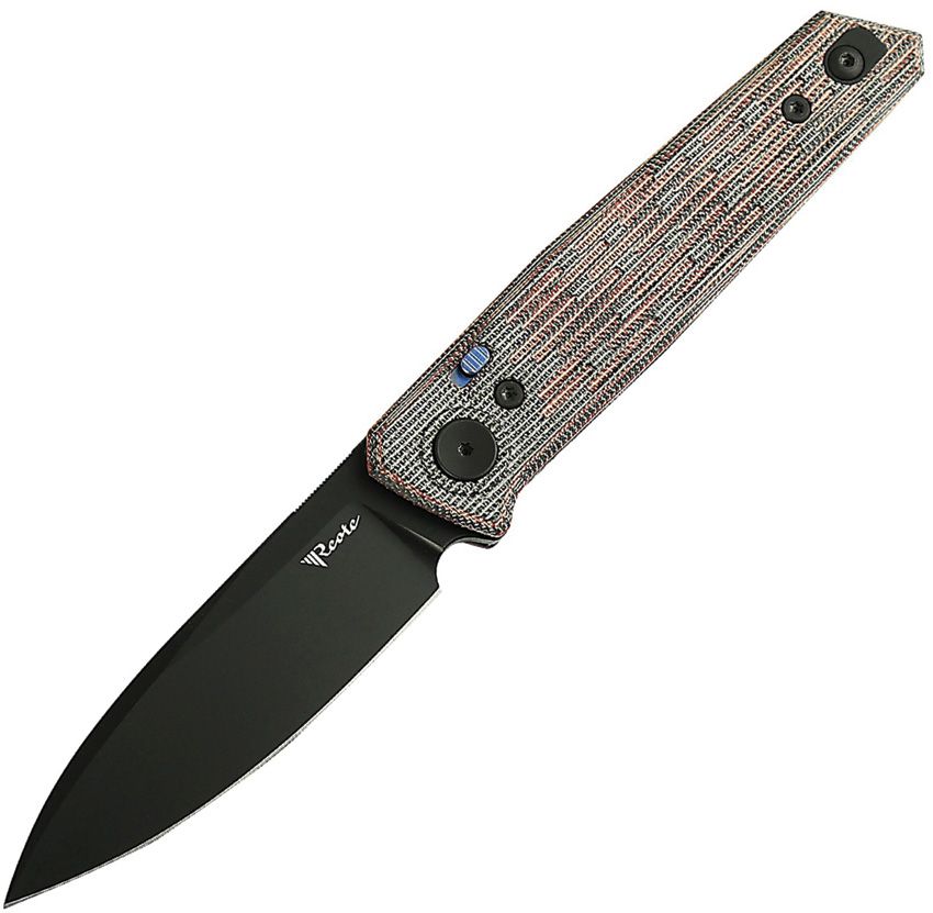 Reate Knives PL-6 Pivot Lock Folding Knife 3.63" Black/Red Micarta