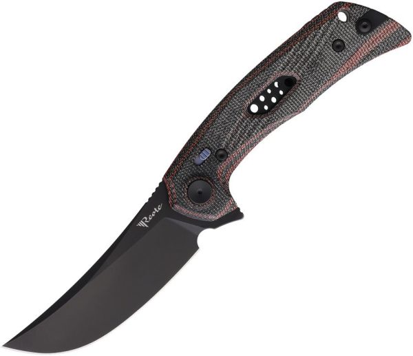 Reate PL-7 Pivot Lock Folding Knife Nitro V Black Red Micarta