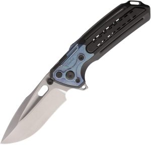 Reate Terminator 6000 Framelock Blue Titanium MagnaCut Knife