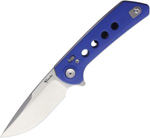 Reate Knives PL-XF Blue G10 Folding Knife Nitro V Stonewash