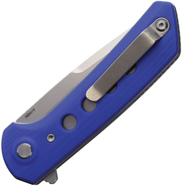 Reate Knives PL-XF Blue G10 Folding Knife Nitro V Stonewash