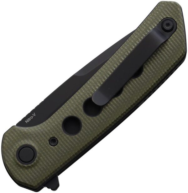 Reate PL-XF Pivot Lock Folding Knife Nitro V Micarta Green