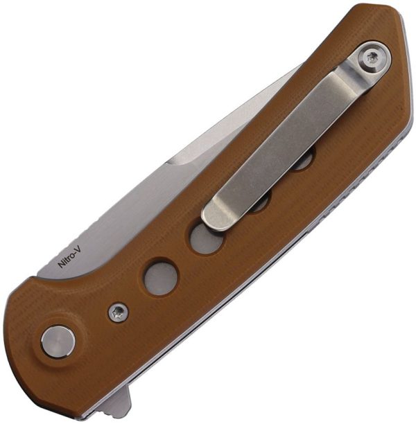 Reate PL-XF Pivot Lock Folding Knife Nitro V Tan G10