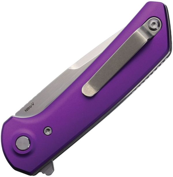 Reate Knives PL-XF Purple Folding Knife Nitro V Stonewash