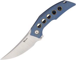 Reate Velocity Framelock Folding Knife Blue Titanium Elmax 3"