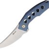 Reate Velocity Framelock Blue Folding Knife Elmax Steel EDC