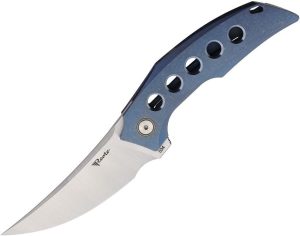 Reate Velocity Framelock Blue Folding Knife Elmax Steel EDC