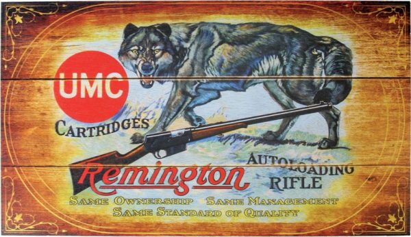 RESG001.jpg Remington UMC Cartridges Wolf Wood Sign - Wall Decor