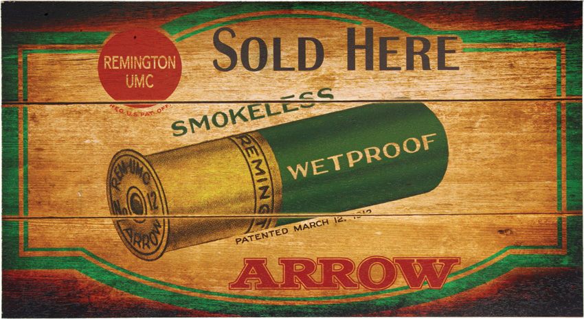 Remington Arrow Sold Here Wood Sign 14.25" x 7.75"