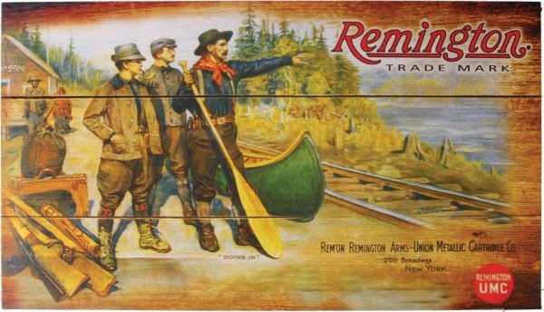 Remington UMC Canoe Wood Sign - Vintage Sporting Décor