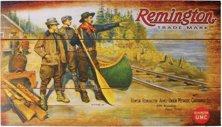 Remington UMC Canoe Wood Sign 14.25" x 7.75"