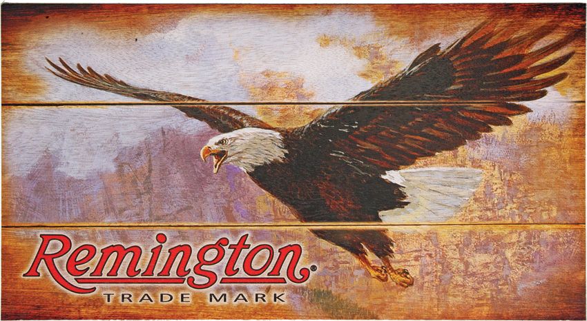 Remington Bald Eagle Wood Sign 14.25" x 7.75"
