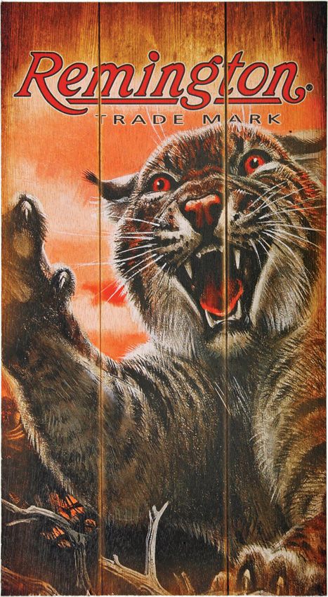 Remington Bobcat Wood Sign - Vintage Hunting Artwork