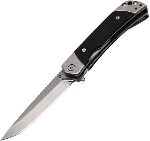 Revo Duo Linerlock Drop Point & Guthook Black G10