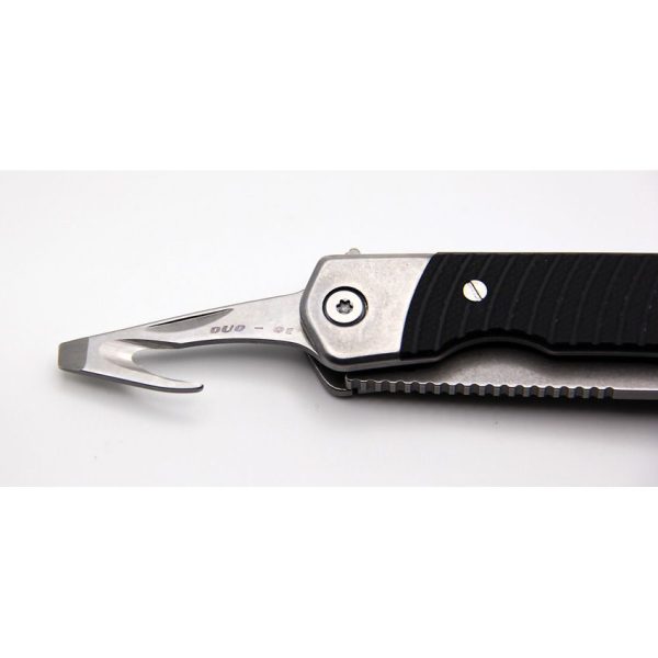 Revo Duo Linerlock Drop Point & Guthook Black G10