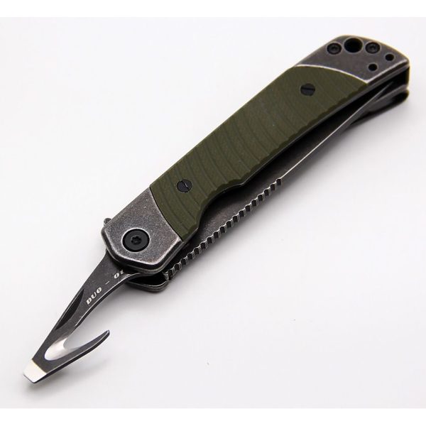 Revo Duo Linerlock Drop Point & Guthook OD Green G10