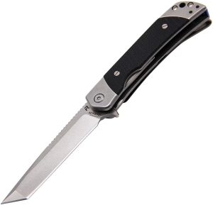 Revo Duo Linerlock Tanto Black Folding Knife 9Cr18MoV