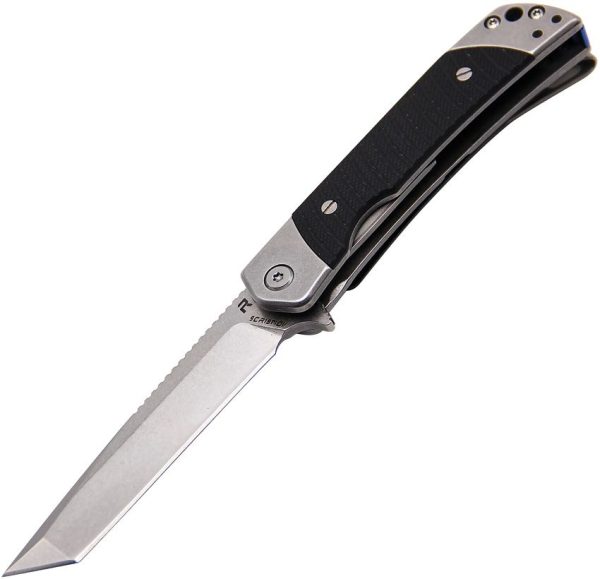 Revo Duo Linerlock Tanto Black Folding Knife 9Cr18MoV