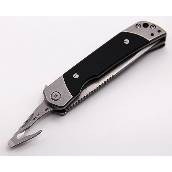 Revo Duo Linerlock Tanto Black Folding Knife 9Cr18MoV