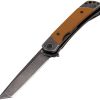 Revo Duo Linerlock Tanto Folding Knife 9Cr18MoV Brown G10