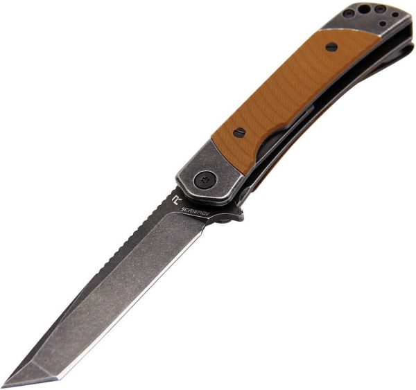 Revo Duo Linerlock Tanto Folding Knife 9Cr18MoV Brown G10