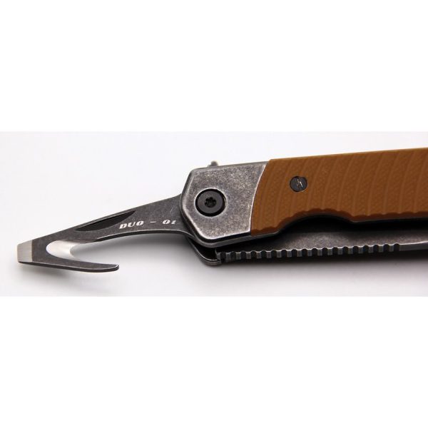 Revo Duo Linerlock Tanto Folding Knife 9Cr18MoV Brown G10