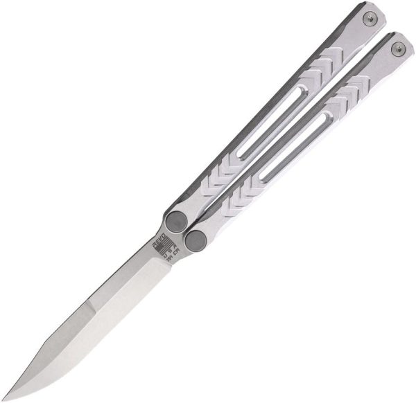 Revo Nexus Balisong Silver 154CM Folding Knife 7" USA