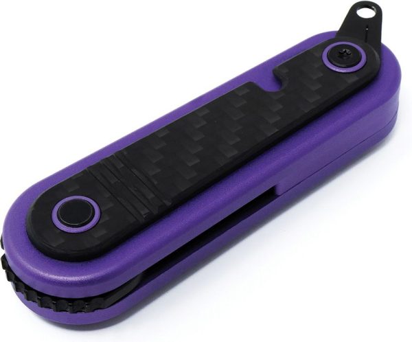 Revo Spirit Button Lock Purple Folding Knife 14C28N Blade